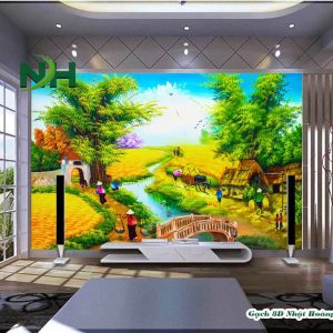 Tranh làng quê mẫu TDQ039