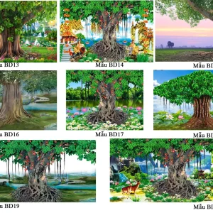 tranh gạch cây bồ đề phòng thờ 3dnh345