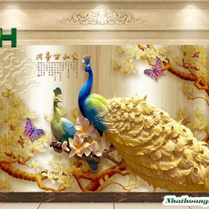 Tranh chim Công mẫu NHS06