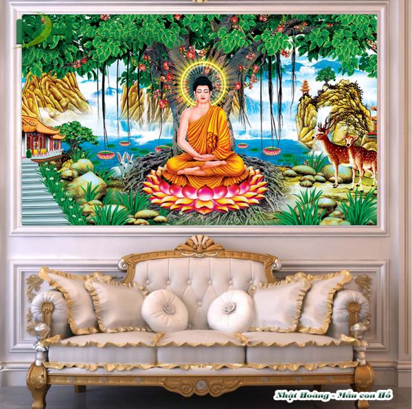 Tranh 3D Phật ngồi gốc bồ đề