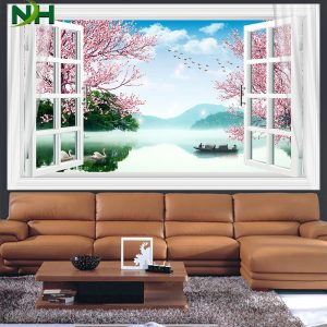 Catalog 12 mẫu tranh cửa sổ dán phòng khách V10