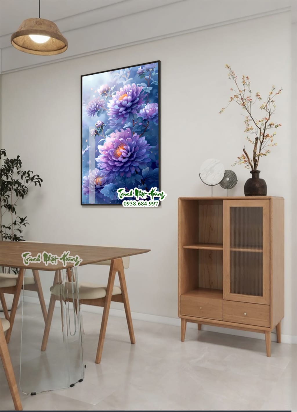 tranh hoa cúc tím